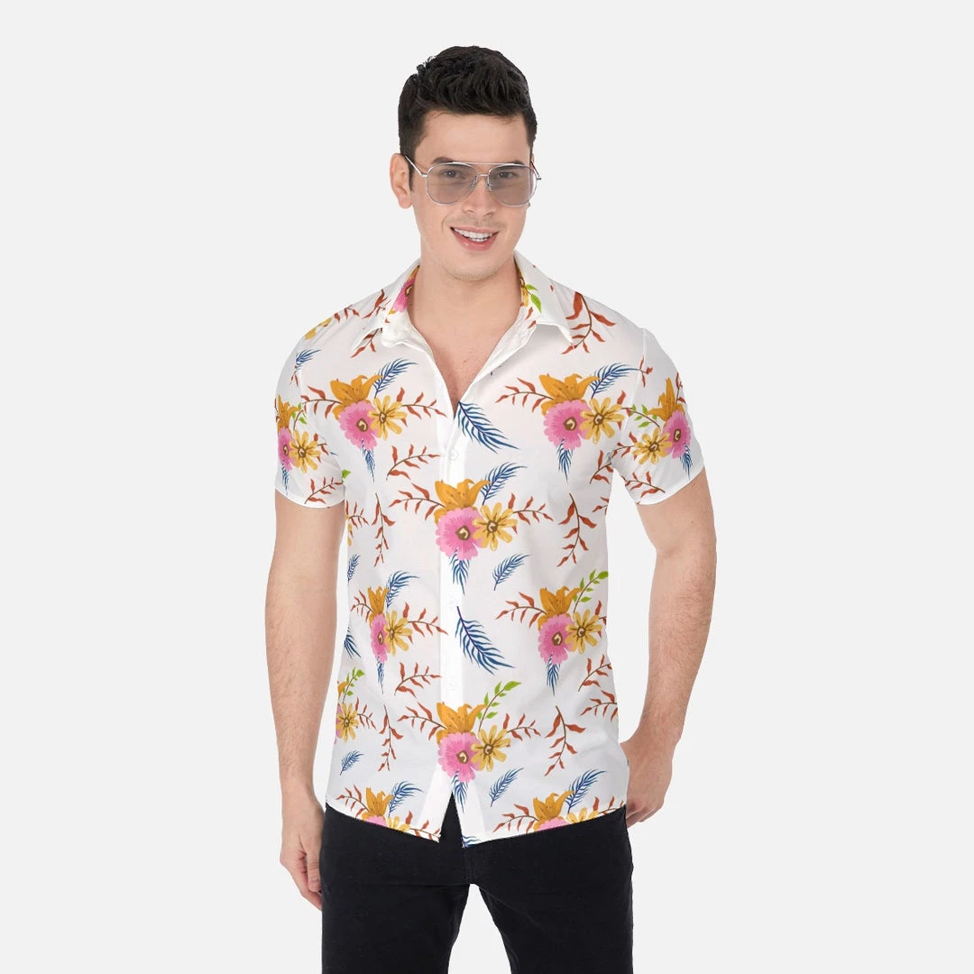 Harlow & Lloyd Shirts White Summer Floral Short Sleeve Shirt 4 Harlow & Lloyd Shirts White Summer Floral Short Sleeve Shirt