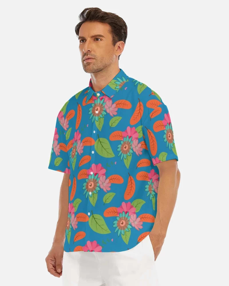 Harlow & LLoyd Tropical Flower Power Blue Short Sleeve Shirt Shirts 3 Harlow & LLoyd Tropical Flower Power Blue Short Sleeve Shirt Shirts