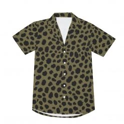 Harlow & Lloyd Cheetah Print V-Neck Short Sleeve Shirt In Sand
