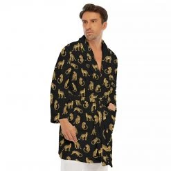 Harlow & Lloyd Black Leopards Short Robe Sleepwear / Loungewear
