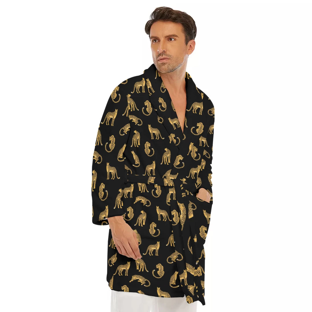 Harlow & Lloyd Black Leopards Short Robe Sleepwear / Loungewear 4 Harlow & Lloyd Black Leopards Short Robe Sleepwear / Loungewear
