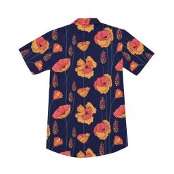 Harlow & Lloyd Wild Orange Vines V-neck Short Sleeve Shirt In Navy Shirts