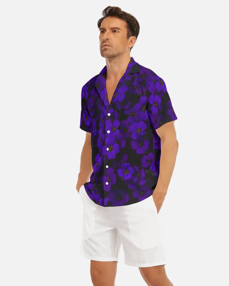 Harlow & Lloyd Shirts Midnight Purple Flower V-Neck Short Sleeve Shirt 3 Harlow & Lloyd Shirts Midnight Purple Flower V-Neck Short Sleeve Shirt