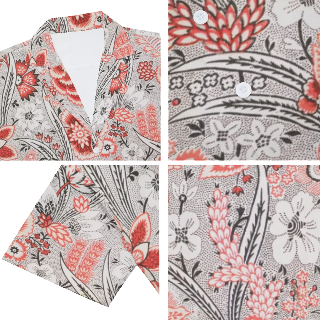 Harlow & Lloyd Blood Orange Floral V-neck Short Sleeve Shirt 9 Harlow & Lloyd Blood Orange Floral V-neck Short Sleeve Shirt