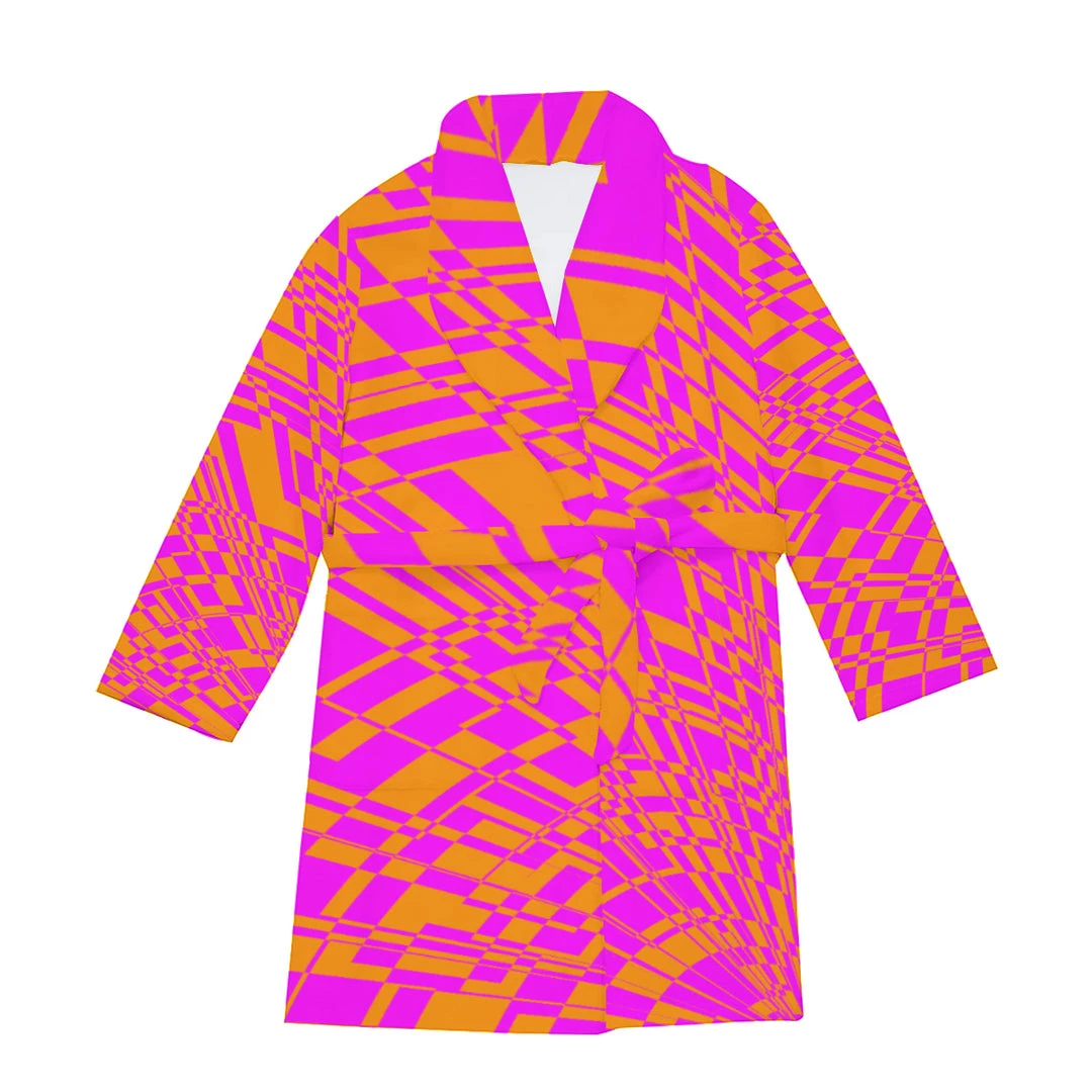 Harlow & Lloyd Fuchsia & Orange Men's Short Robe 7 Harlow & Lloyd Fuchsia & Orange Men's Short Robe