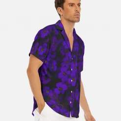 Harlow & Lloyd Shirts Midnight Purple Flower V-Neck Short Sleeve Shirt