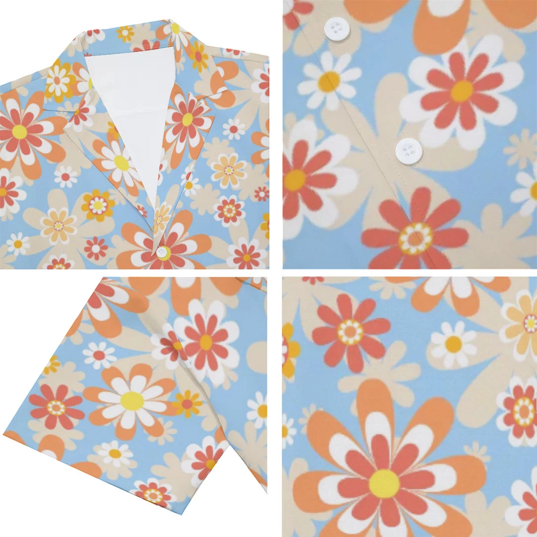 Harlow & Lloyd Shirts Blue Blooming Mod Floral V-Neck Short Sleeve Shirt 9 Harlow & Lloyd Shirts Blue Blooming Mod Floral V-Neck Short Sleeve Shirt