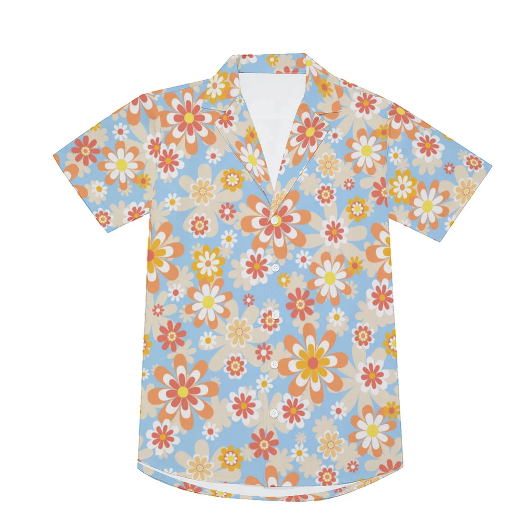 Harlow & Lloyd Shirts Blue Blooming Mod Floral V-Neck Short Sleeve Shirt 7 Harlow & Lloyd Shirts Blue Blooming Mod Floral V-Neck Short Sleeve Shirt