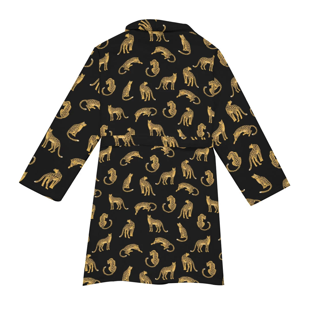 Harlow & Lloyd Black Leopards Short Robe Sleepwear / Loungewear 8 Harlow & Lloyd Black Leopards Short Robe Sleepwear / Loungewear