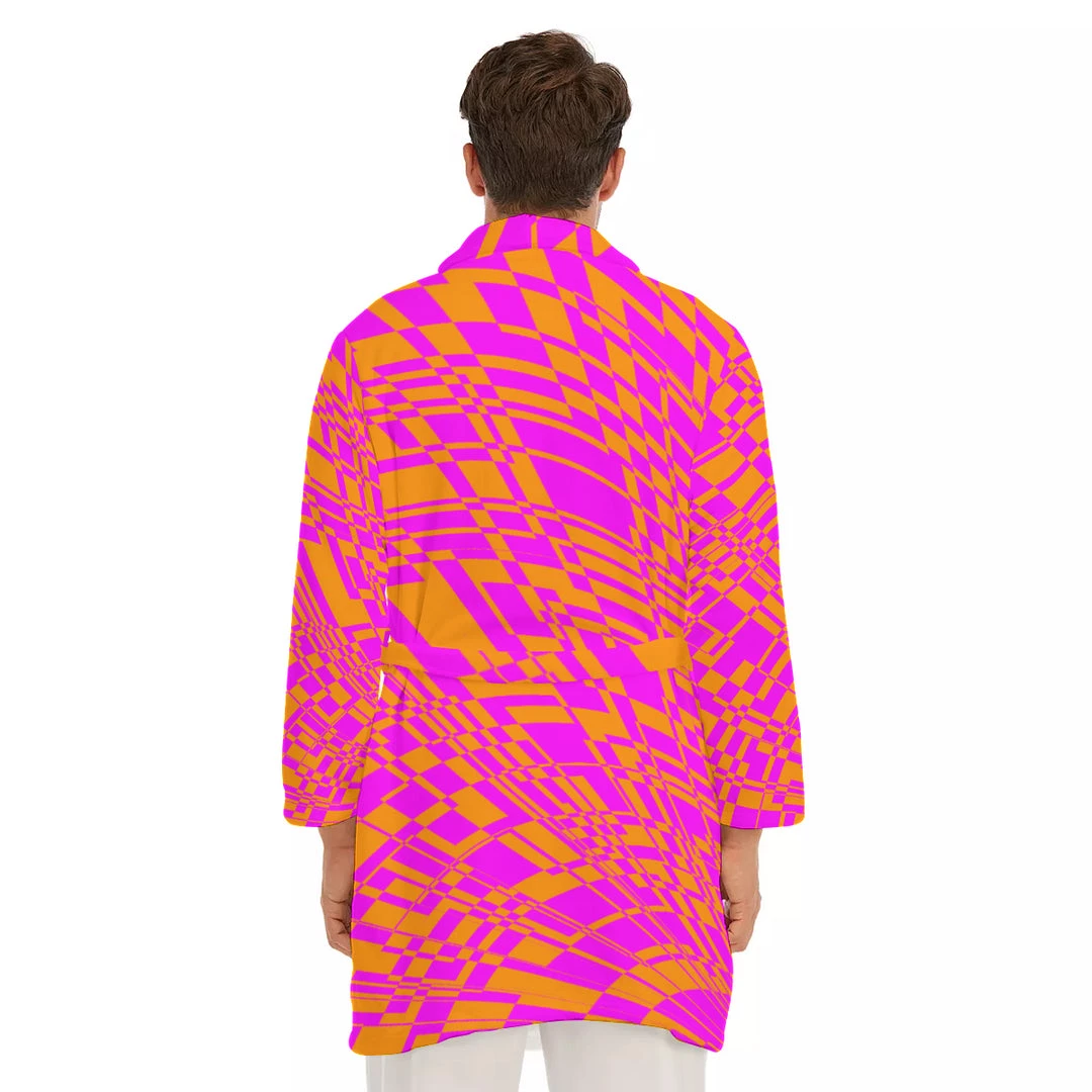 Harlow & Lloyd Fuchsia & Orange Men's Short Robe 6 Harlow & Lloyd Fuchsia & Orange Men's Short Robe