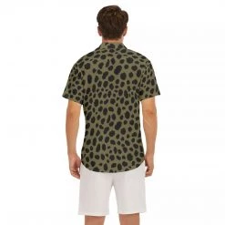 Harlow & Lloyd Cheetah Print V-Neck Short Sleeve Shirt In Sand