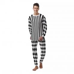 Harlow & Lloyd Black & White Check Striped Men's PJ Set