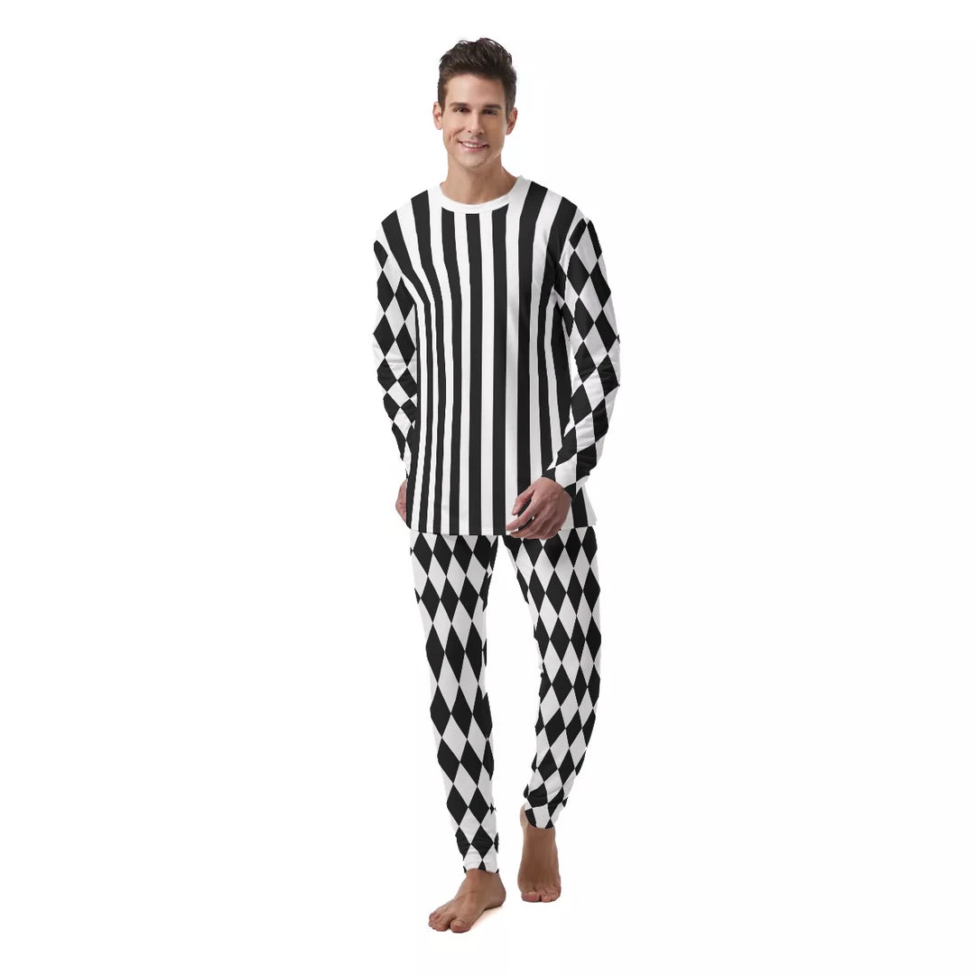 Harlow & Lloyd Black & White Check Striped Men's PJ Set 4 Harlow & Lloyd Black & White Check Striped Men's PJ Set