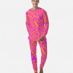 Harlow & Lloyd Sleepwear / Loungewear Fuchsia & Orange Warp Men's PJ Set
