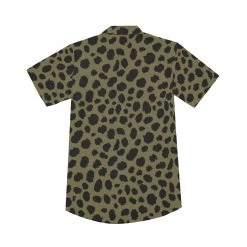 Harlow & Lloyd Cheetah Print V-Neck Short Sleeve Shirt In Sand