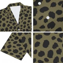 Harlow & Lloyd Cheetah Print V-Neck Short Sleeve Shirt In Sand