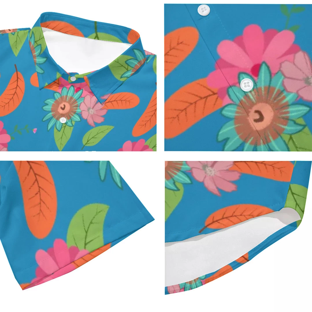 Harlow & LLoyd Tropical Flower Power Blue Short Sleeve Shirt Shirts 9 Harlow & LLoyd Tropical Flower Power Blue Short Sleeve Shirt Shirts