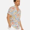 Harlow & Lloyd Shirts Blue Blooming Mod Floral V-Neck Short Sleeve Shirt