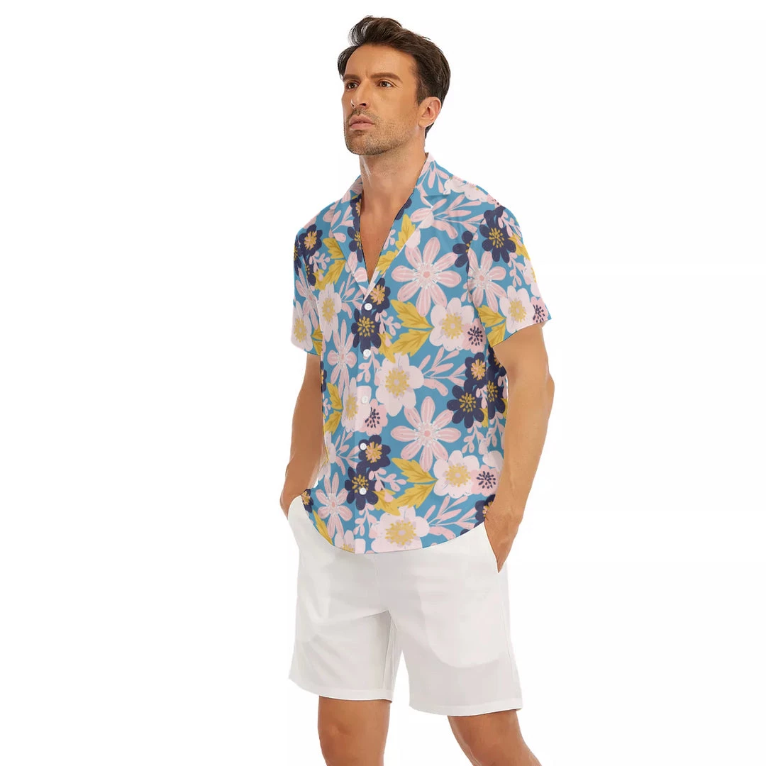 Harlow & Lloyd Blue Frisky Floral V-Neck Short Sleeve Shirt Shirts 11 Harlow & Lloyd Blue Frisky Floral V-Neck Short Sleeve Shirt Shirts
