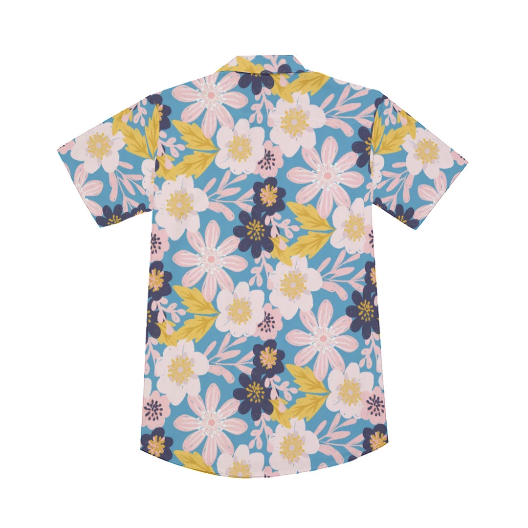 Harlow & Lloyd Blue Frisky Floral V-Neck Short Sleeve Shirt Shirts 8 Harlow & Lloyd Blue Frisky Floral V-Neck Short Sleeve Shirt Shirts