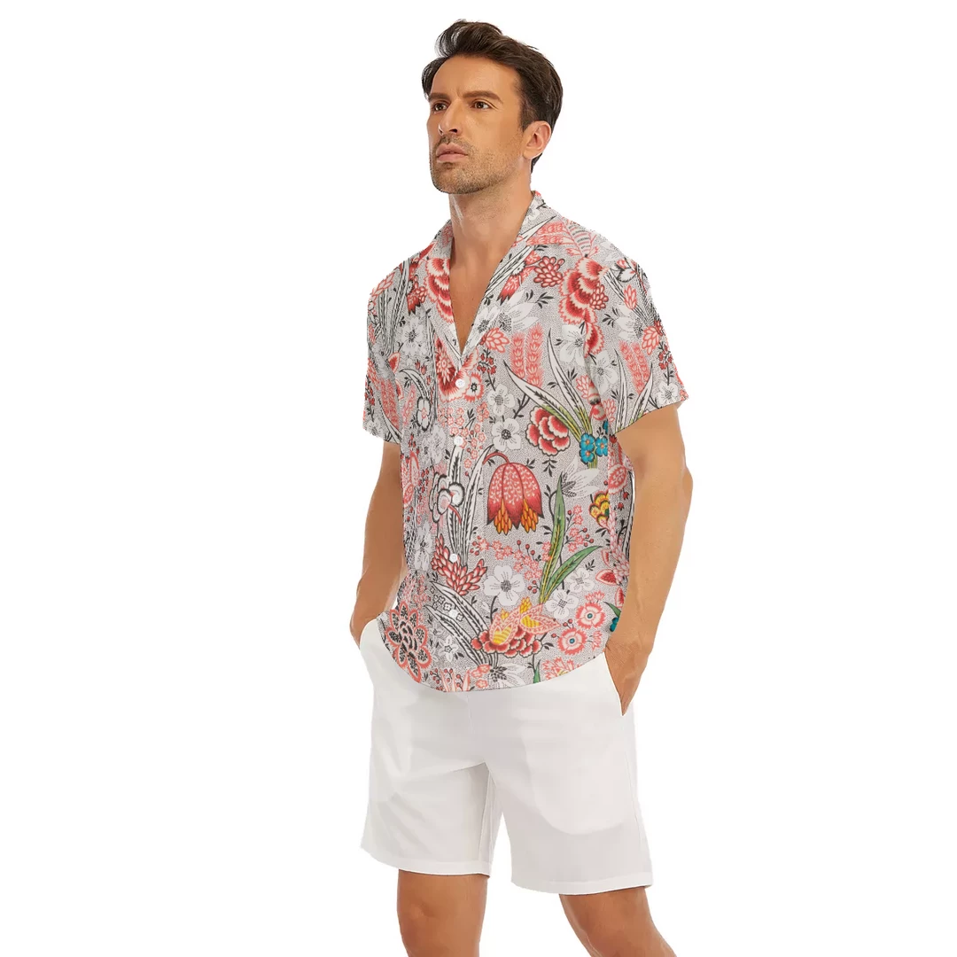Harlow & Lloyd Blood Orange Floral V-neck Short Sleeve Shirt 4 Harlow & Lloyd Blood Orange Floral V-neck Short Sleeve Shirt