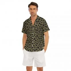 Harlow & Lloyd Cheetah Print V-Neck Short Sleeve Shirt In Sand