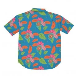 Harlow & LLoyd Tropical Flower Power Blue Short Sleeve Shirt Shirts 16 Harlow & LLoyd Tropical Flower Power Blue Short Sleeve Shirt Shirts