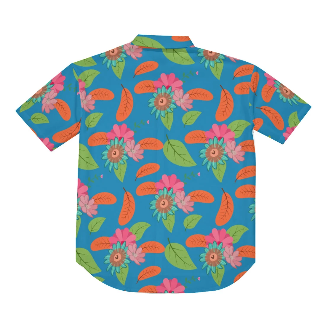 Harlow & LLoyd Tropical Flower Power Blue Short Sleeve Shirt Shirts 8 Harlow & LLoyd Tropical Flower Power Blue Short Sleeve Shirt Shirts