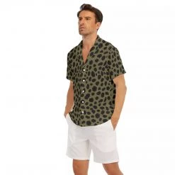 Harlow & Lloyd Cheetah Print V-Neck Short Sleeve Shirt In Sand