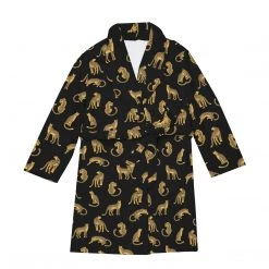 Harlow & Lloyd Black Leopards Short Robe Sleepwear / Loungewear 15 Harlow & Lloyd Black Leopards Short Robe Sleepwear / Loungewear