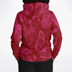 Subliminator Red Fuchsia Butterflies Unisex Hoodie