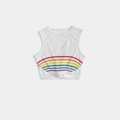 Harlow & Lloyd T Shirts & Tanks Rainbow Striped Twist-Front Tank