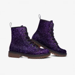 Harlow & Lloyd Purple Glitter Lace Up Boots Shoes