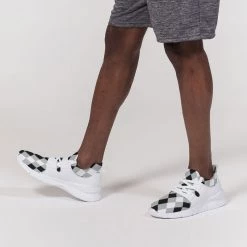 Harlow & Lloyd Harlequin Check Concrete Black & White Men's Sneakers Shoes