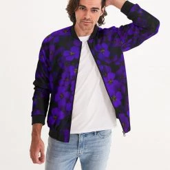 Harlow & Lloyd Jackets Midnight Purple Flower Men's Bomber Jacket