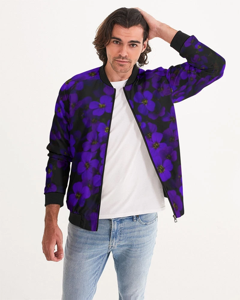 Harlow & Lloyd Jackets Midnight Purple Flower Men's Bomber Jacket 3 Harlow & Lloyd Jackets Midnight Purple Flower Men's Bomber Jacket