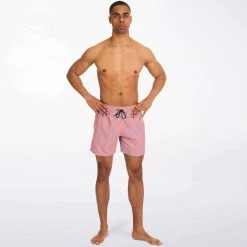 Subliminator Peach & Orchid Abstract Striped Swim Shorts Men