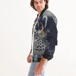 Harlow & Lloyd Jackets Perched Peacocks Men's Bomber Jacket 9 Harlow & Lloyd Jackets Perched Peacocks Men's Bomber Jacket