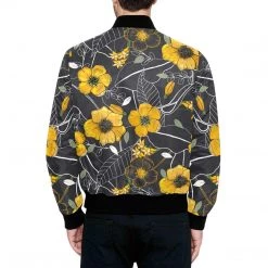 Interestprint Yellow Floral Quilted Bomber Jacket Jackets 11 Interestprint Yellow Floral Quilted Bomber Jacket Jackets
