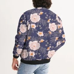 Harlow & Lloyd Orange Peonies Floral Orient Blue Men's Bomber Jacket Jackets 10 Harlow & Lloyd Orange Peonies Floral Orient Blue Men's Bomber Jacket Jackets