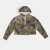 Harlow & Lloyd Woodland Camo Women's Cropped Windbreaker Jackets