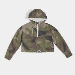 Harlow & Lloyd Woodland Camo Women's Cropped Windbreaker Jackets
