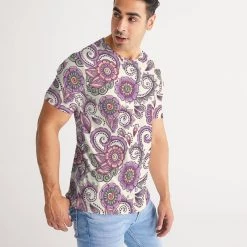 Harlow & Lloyd T Shirts & Tanks Purple Cream Paisley Men's Tee