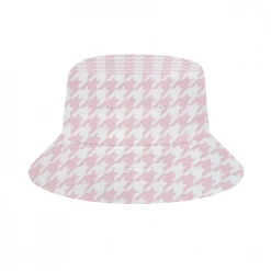 ThisNew Accessories Pale Pink Large Houndstooth Bucket Hat