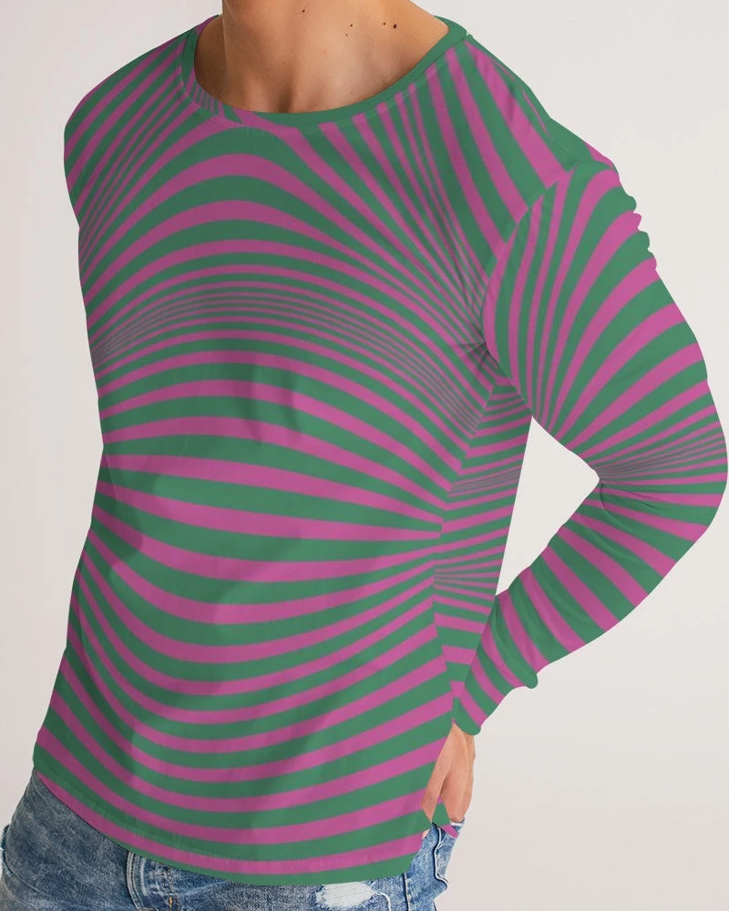 Harlow & Lloyd Fuchsia & Green Optical Men's Long Sleeve Tee 3 Harlow & Lloyd Fuchsia & Green Optical Men's Long Sleeve Tee