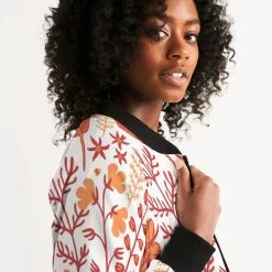 Harlow & Lloyd Orange Retro Garden Women's Bomber Jacket Jackets