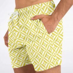 Subliminator Yellow Geometric Pattern Swim Shorts