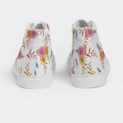 Harlow & Lloyd White Summer Floral Women's Hightop Canvas Shoe Shoes