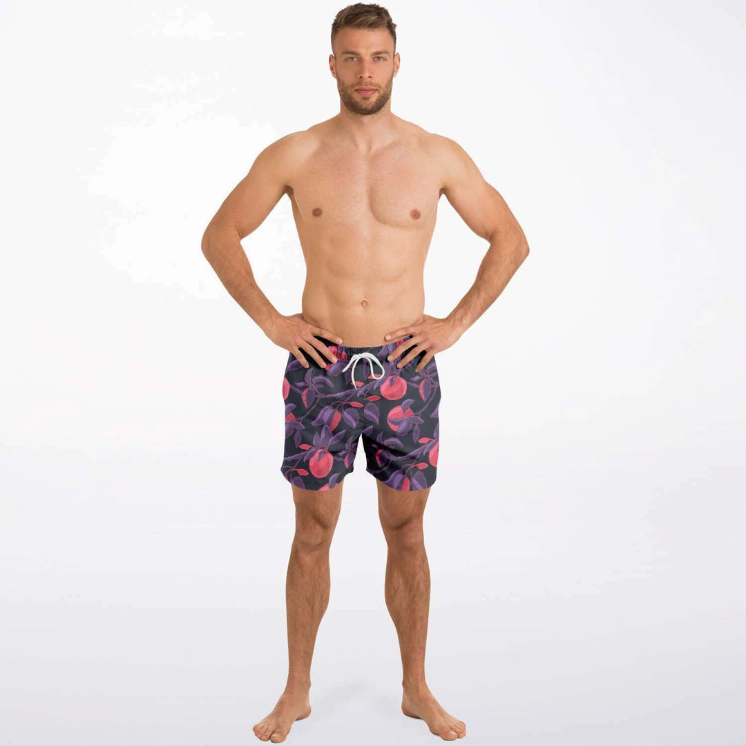 Subliminator Men Fruit Tree Swim Shorts In Red/Charcoal 5 Subliminator Men Fruit Tree Swim Shorts In Red/Charcoal