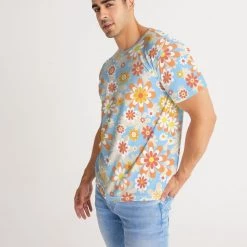 Harlow & Lloyd Blue Blooming Mod Floral Men's Tee T Shirts & Tanks 12 Harlow & Lloyd Blue Blooming Mod Floral Men's Tee T Shirts & Tanks